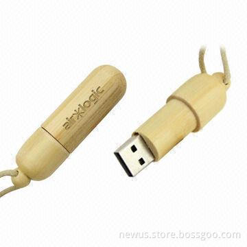 Wooden USB Flash Drives with Capsule Shape, Different Wood Material Optional